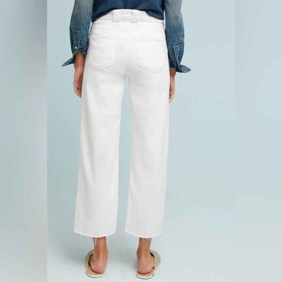 Paige Anthropologie Nellie White Frayed Hem Culottes Cropped Ankle Jeans sz 30 - Picture 4 of 16